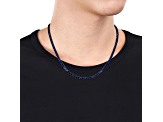 Lab Created Blue Sapphire Black Rhodium Plated Sterling Silver Unisex Tennis Necklace 40ctw