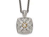 Sterling Silver Antiqued with 14K Accent Diamond Necklace