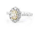 Oval Yellow And White Lab-Grown Diamond 14k White Gold Halo Ring 1.65ctw