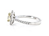 Oval Yellow And White Lab-Grown Diamond 14k White Gold Halo Ring 1.65ctw