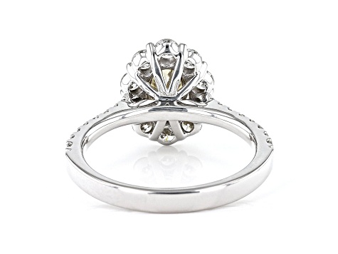 Oval Yellow And White Lab-Grown Diamond 14k White Gold Halo Ring 1.65ctw