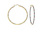 Multi-Colored Cubic Zirconia, Slim Large Hoop Earrings