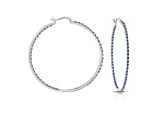 Blue Cubic Zirconia, Slim Large Hoop Earrings