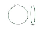 Green Cubic Zirconia, Slim Large Hoop Earrings