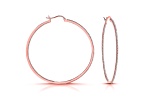 Clear Cubic Zirconia, 18k Rose Gold Over Brass Base Slim Large Hoop Earrings