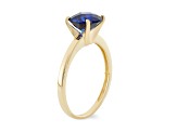 Round Lab Created Sapphire 10K Yellow Gold Ring 2.30ctw