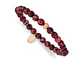 Rose Stainless Steel Polished Red Jade Stretch Bracelet