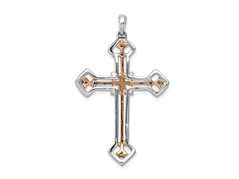 14K White and Rose Gold 3/8ct. Diamond Cross Pendant