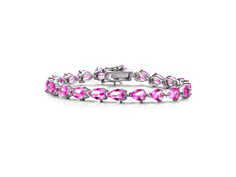 Pink Cubic Zirconia, Sterling Silver Tennis Bracelet