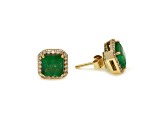 3.09 Ctw Emerald with 0.30 Ctw Diamond Earring in 14K YG