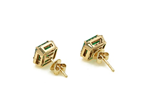 3.09 Ctw Emerald with 0.30 Ctw Diamond Earring in 14K YG