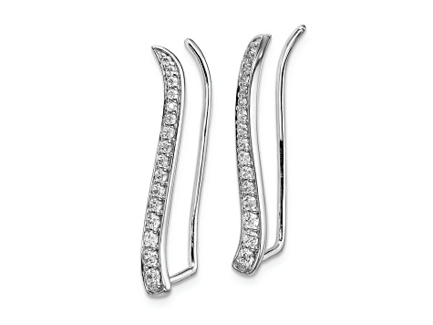 Rhodium Over 14K White Gold Lab Grown Diamond Ear Climber Earrings