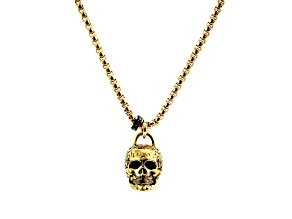 Invicta Jewelry Men's Large Skull Yellow Steel Necklace - 24"