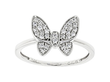 Picture of 0.20ctw Round White Lab-Grown Diamond 14k White Gold Butterfly Cluster Ring