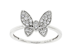 0.20ctw Round White Lab-Grown Diamond 14k White Gold Butterfly Cluster Ring
