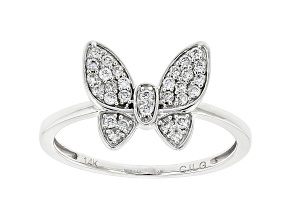 Round White Lab-Grown Diamond 14k White Gold Butterfly Cluster Ring 0.20ctw