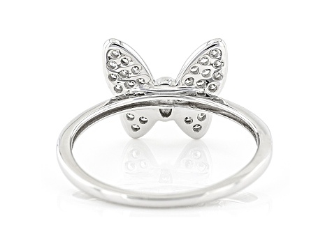 Round White Lab-Grown Diamond 14k White Gold Butterfly Cluster Ring 0.20ctw