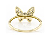 White Lab-Grown Diamond 14k Yellow Gold Butterfly Cluster Ring 0.20ctw