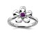 Sterling Silver Stackable Expressions Polished Flower Amethyst Ring 0.10ctw