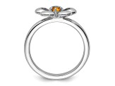 Sterling Silver Stackable Expressions Polished Flower Citrine Ring 0.1ctw