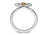 Sterling Silver Stackable Expressions Polished Flower Citrine Ring 0.1ctw