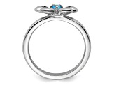 Sterling Silver Stackable Expressions Polished Flower Blue Topaz Ring 0.1ctw