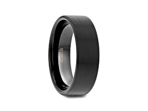 SAN ANTONIO Flat Black Tungsten Carbide Band with Brushed Finish 7mm