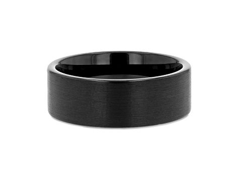 SAN ANTONIO Flat Black Tungsten Carbide Band with Brushed