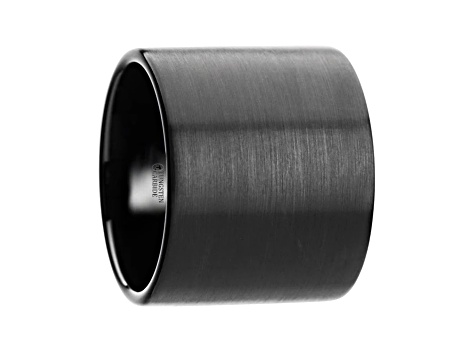 SAN ANTONIO Flat Black Tungsten Carbide Band with Brushed Finish 20mm