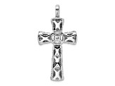 Rhodium Over 14K White Gold Diamond Cross Pendant