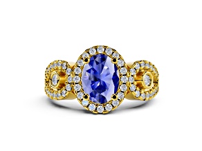 14K Yellow Gold Tanzanite and Diamond Ring 1.23 ctw