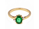 1.09 Ctw Emerald With 0.06 Ctw White Diamond Ring in 14K YG