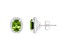 7x5mm Oval Peridot 1/5 ctw Diamond Rhodium Over Sterling Silver Halo Stud Earrings