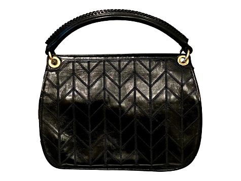 Miu Miu Vitello Shine Patch Black Leather Satchel Bag