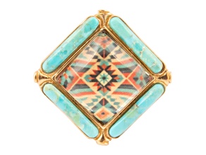 Barse Jewelry Blue Composite Turquoise Gold Tone Scenic Native Weave Statement Ring