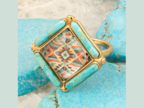 Barse Barse Jewelry Blue Composite Turquoise Gold Tone Scenic Native Weave ...