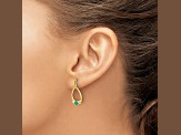 10k Yellow Gold 0.56ctw Emerald May Birthstone and White Sapphire Dangle Earrings