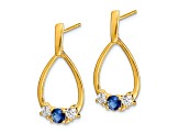 10k Yellow Gold 0.7ctw Blue Sapphire September Birthstone and White Sapphire Dangle Earrings