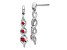 Rhodium Over 10k White Gold 0.12ctw Diamond and 0.46ctw Ruby Birthstone 3 Stone Dangle Earrings