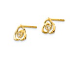 14k Yellow Gold Children's Cubic Zirconia Flower Stud Earrings