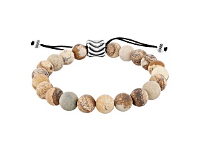 River Rock Bead and Stainless Steel Bolo Bracelet