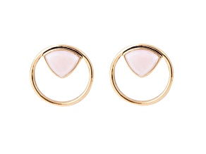 Barse Jewelry Pink Opal Gold Tone Circle Stud Earrings