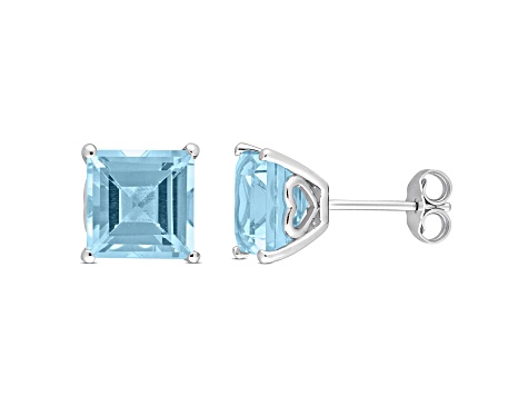 6ctw Square Sky Blue Topaz Stud Earrings in Sterling Silver