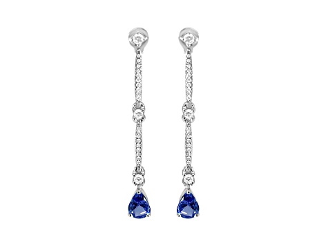 18K White Gold Tanzanite and Diamond Earrings  1.34ctw