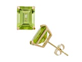 Octagon Peridot 10K Yellow Gold Earrings 5.22ctw