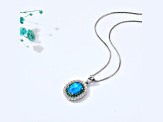 Lab Created Blue Opal, Green Nanocrystal & Cubic Zirconia Accents Sterling Silver Necklace