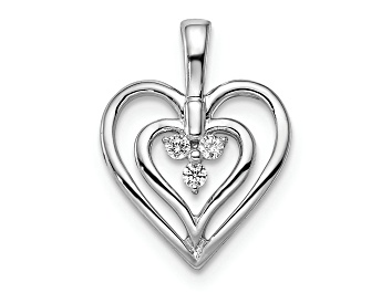 Picture of Rhodium Over 14k White Gold Polished Heart Diamond Pendant
