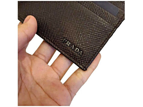 Prada Saffiano Mens Bruciato Brown Credit Card Wallet