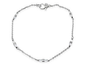 Judith Ripka 1.41ctw Round and Baguette Bella Luce Rhodium Over Sterling Silver Anklet