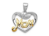 Sterling Silver Vermeil Diamond Mom Pendant